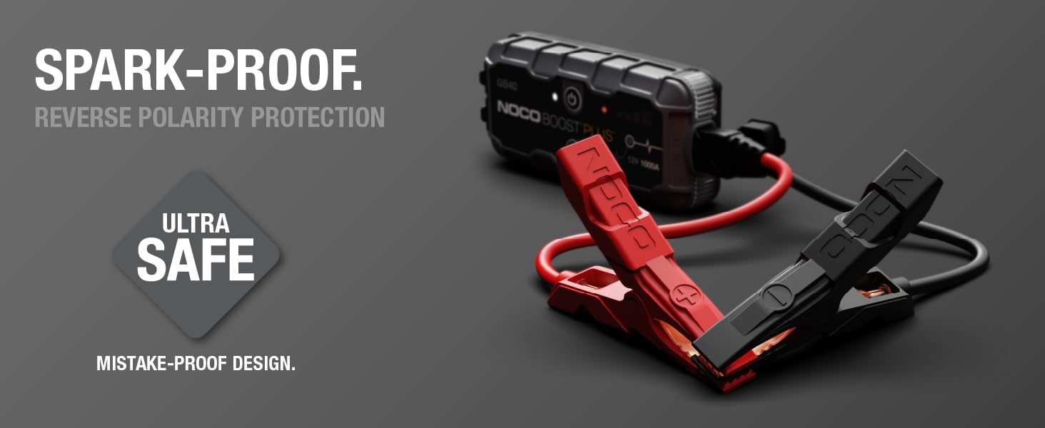 Spark-proof. Ultrasafe design with spark-proof and reverse polarity protections.