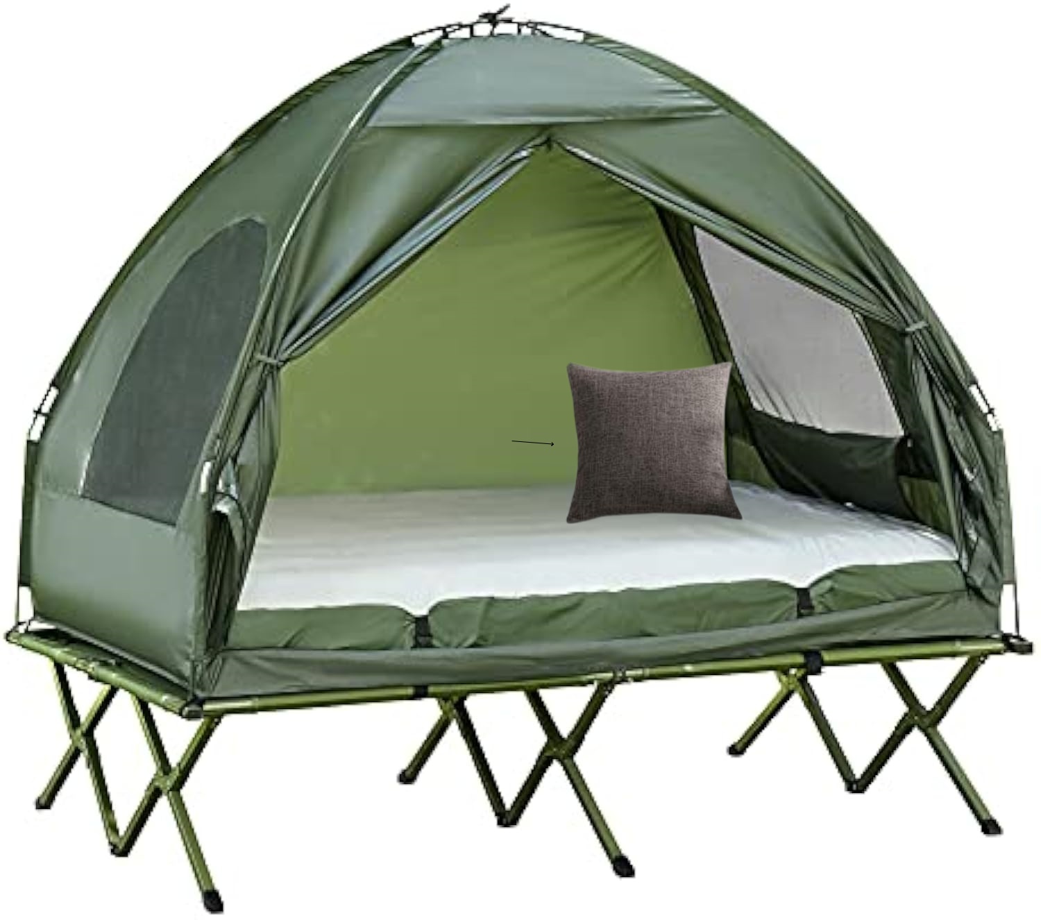 Outsunny - Cuna plegable para 2 personas con tienda, colcha y colchón de aire grueso, tienda de campaña 4 en 1 para senderismo al aire última intervensión, picnic, viajes-almohada