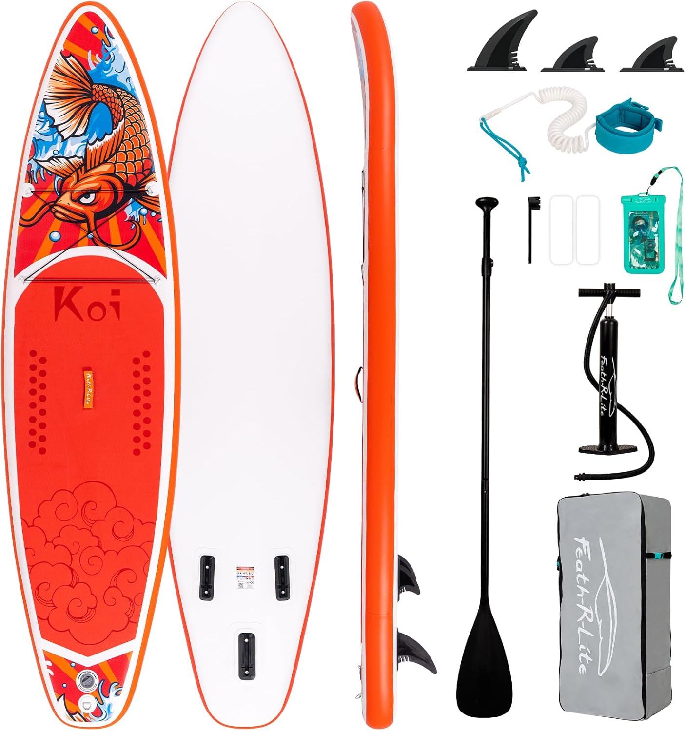 FunWater Planche de Surf Gonflable Accessoire Complet Pagaie réglable,Pompe,Sac à Dos de Voyage,Laisse de sécurité,Étui étanche-Daviakanest