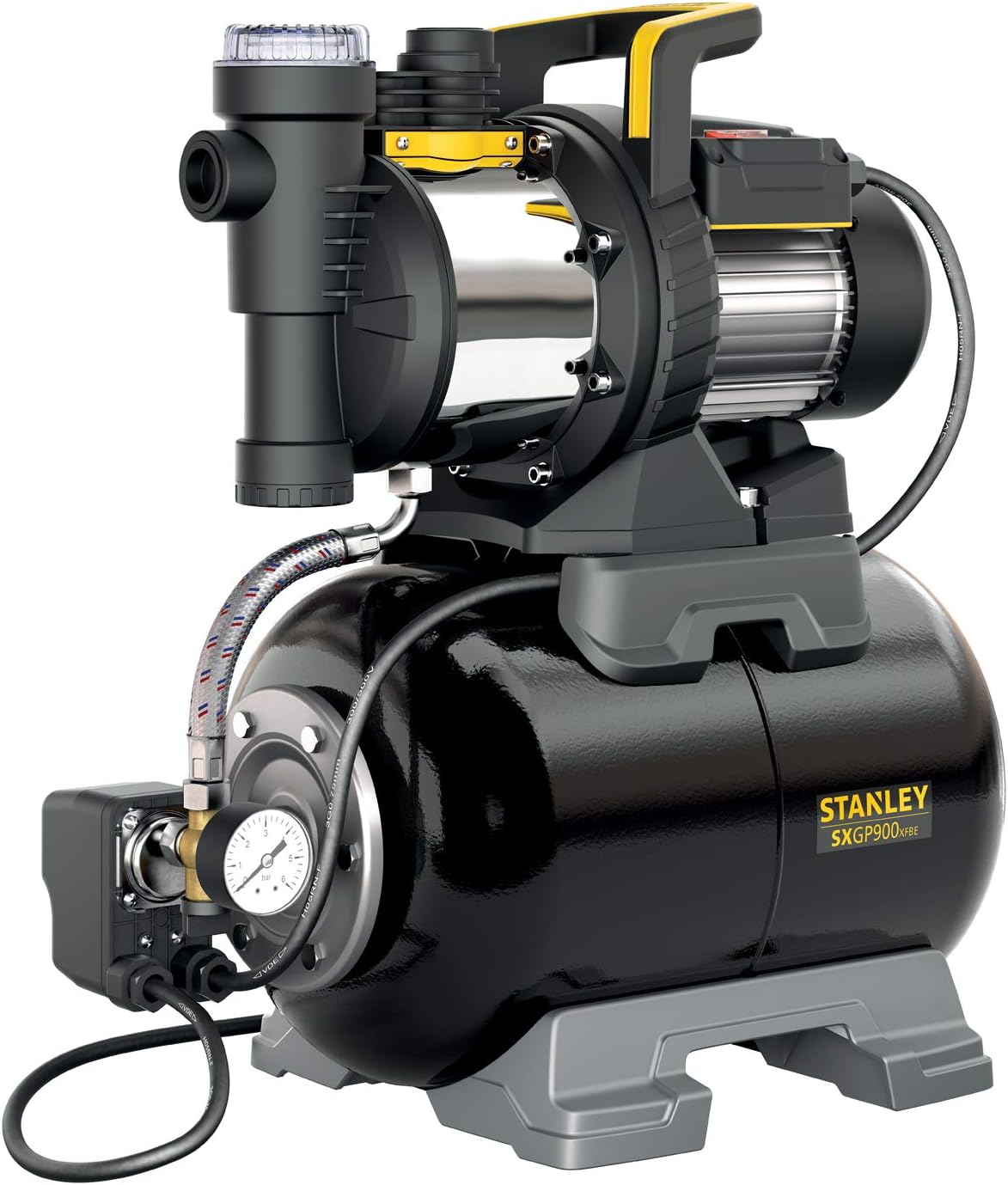 Stanley Pompe Autoamorçante SXGP900XFBE avec Réservoir pour Eaux Claires 900 W,Débit max. 3.300 l/h,Hauteur d'élévation max. 42 m-Daviakanest