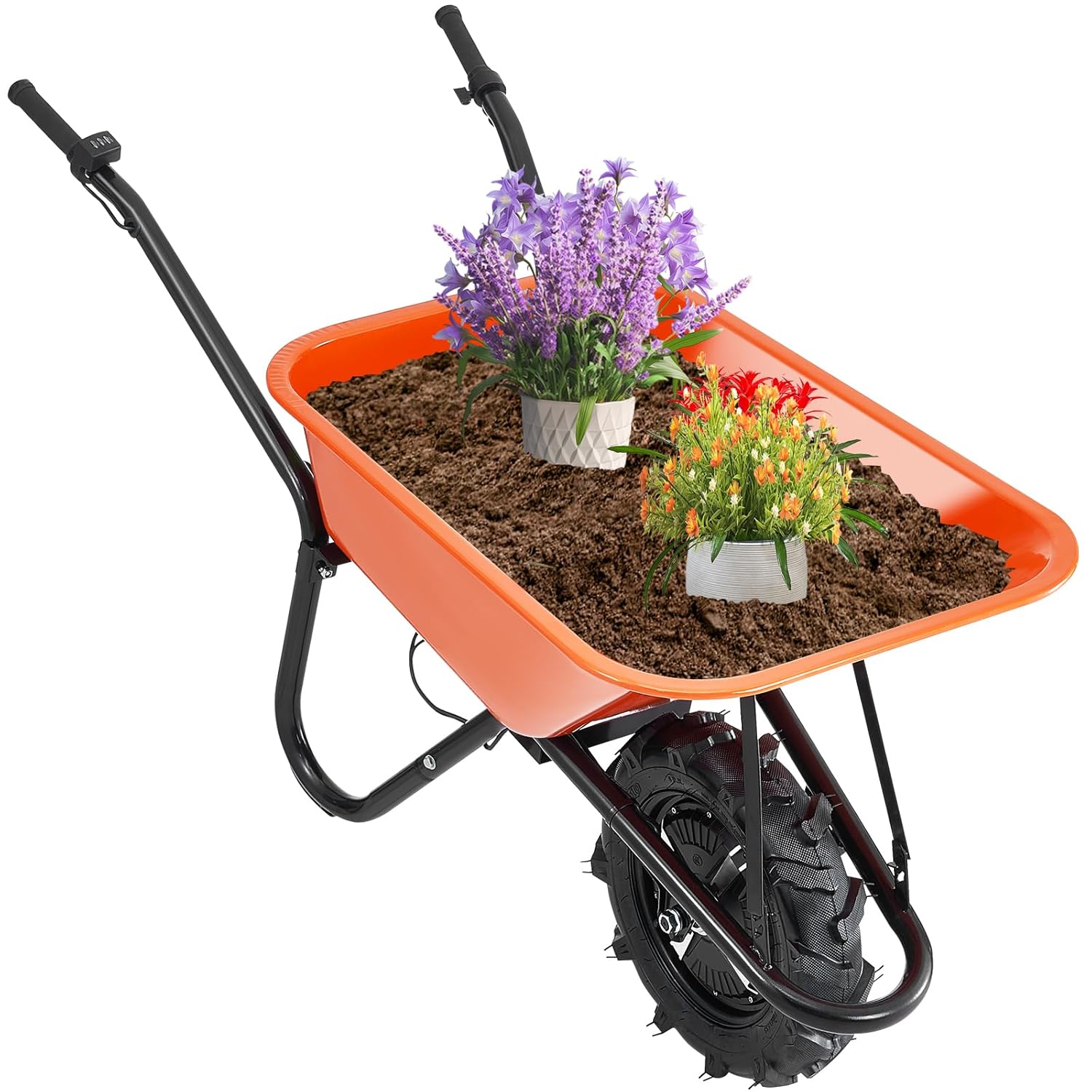VEVOR Brouette Électrique, 500 W, Chariot à Benne Basculante de Jardin Motorisé, Poignée Métal, Roue Large 40 cm, Charge 150 kg, Chariot Utilitaire pour Ferme, Pelouse, Extérieur, Jardinage, Entrepôt-Daviakanest