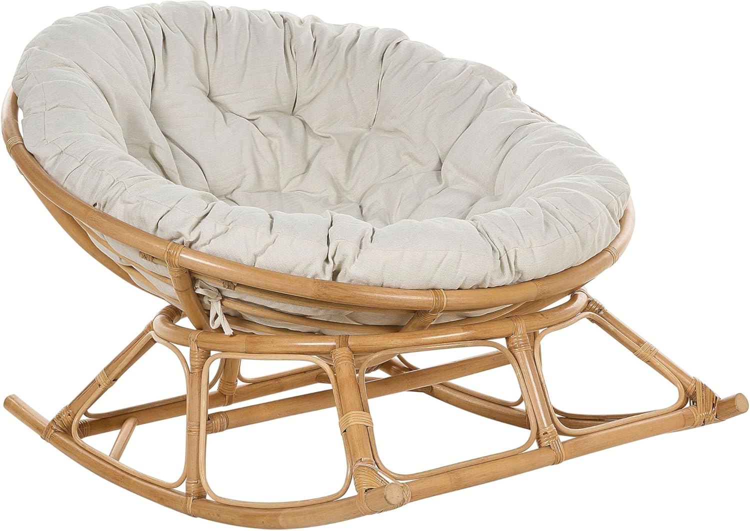 Beliani Fauteuil à Bascule Rond en Rotin Ton Naturel et Beige Clair Empilable Orvieto-Daviakanest