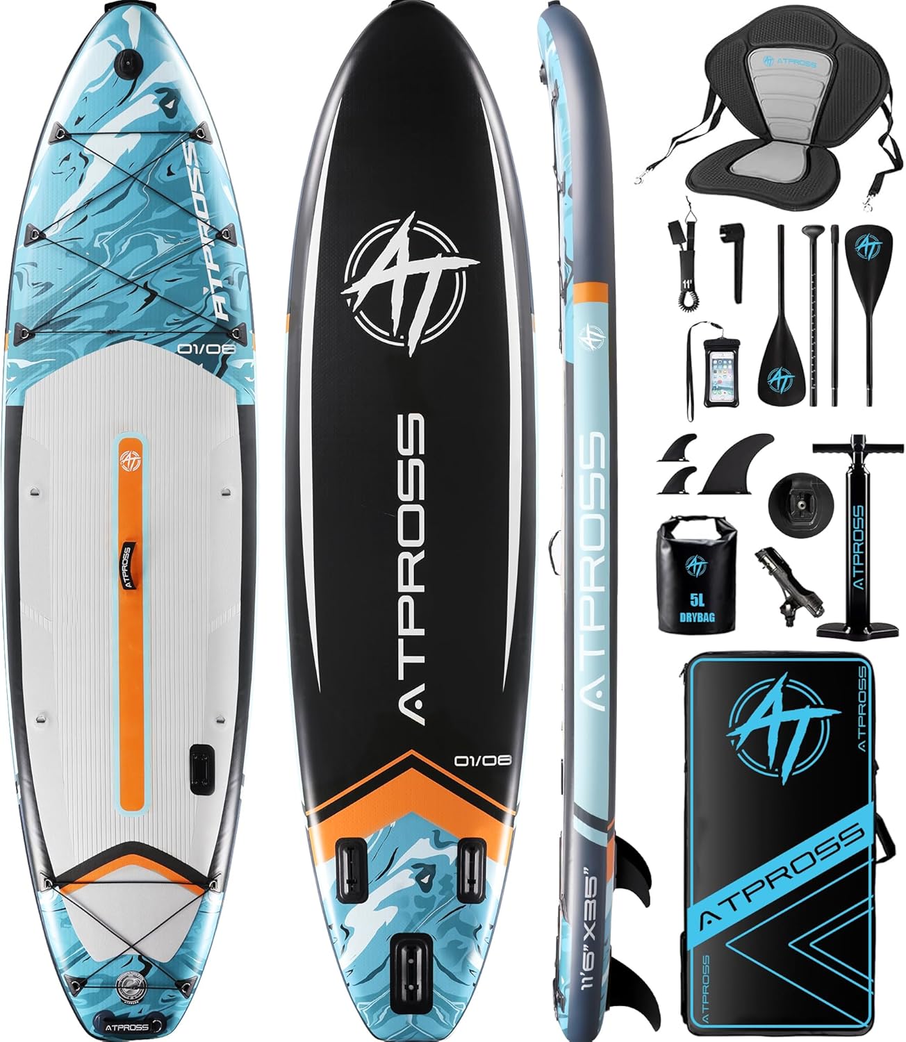 Planche à pagaie Gonflable Extra Large de 204,1 kg pour Adultes avec kit d'accessoires de qualité supérieure et Sac à Dos, Kayak Gonflable, antidérapant, pour Yoga, pêche, Surf-Daviakanest