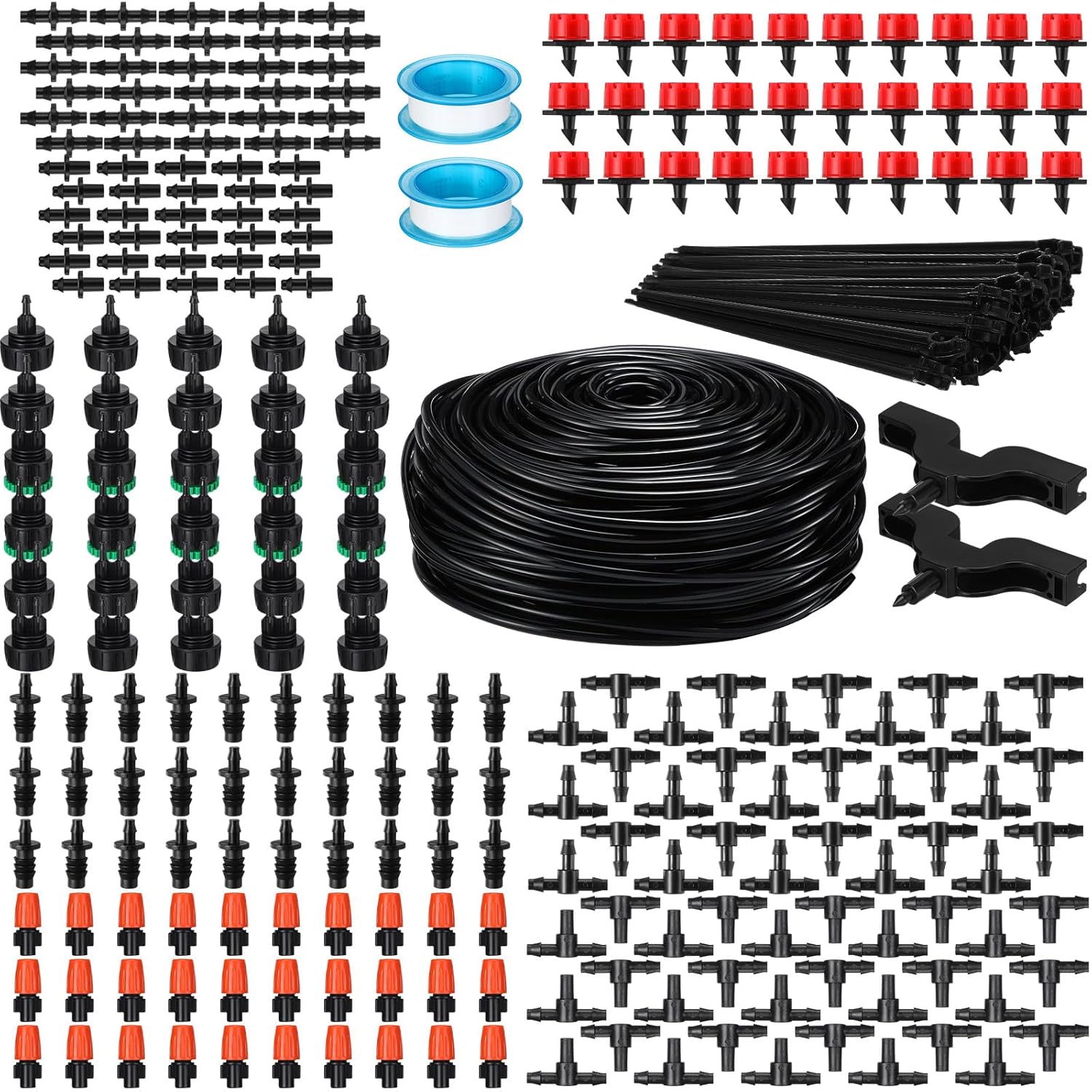 Sasylvia Kit d'irrigation goutte à goutte de 275 pièces - 200 m - Système d'irrigation de 6,35 mm - Tuyau de distribution de tuyau d'arrosage de serre - Kit d'irrigation automatique pour jardin, cour,-Daviakanest