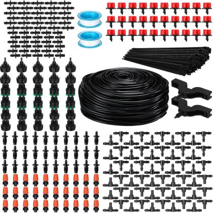 Sasylvia Kit d'irrigation goutte à goutte de 275 pièces - 200 m - Système d'irrigation de 6,35 mm - Tuyau de distribution de tuyau d'arrosage de serre - Kit d'irrigation automatique pour jardin, cour,-Daviakanest