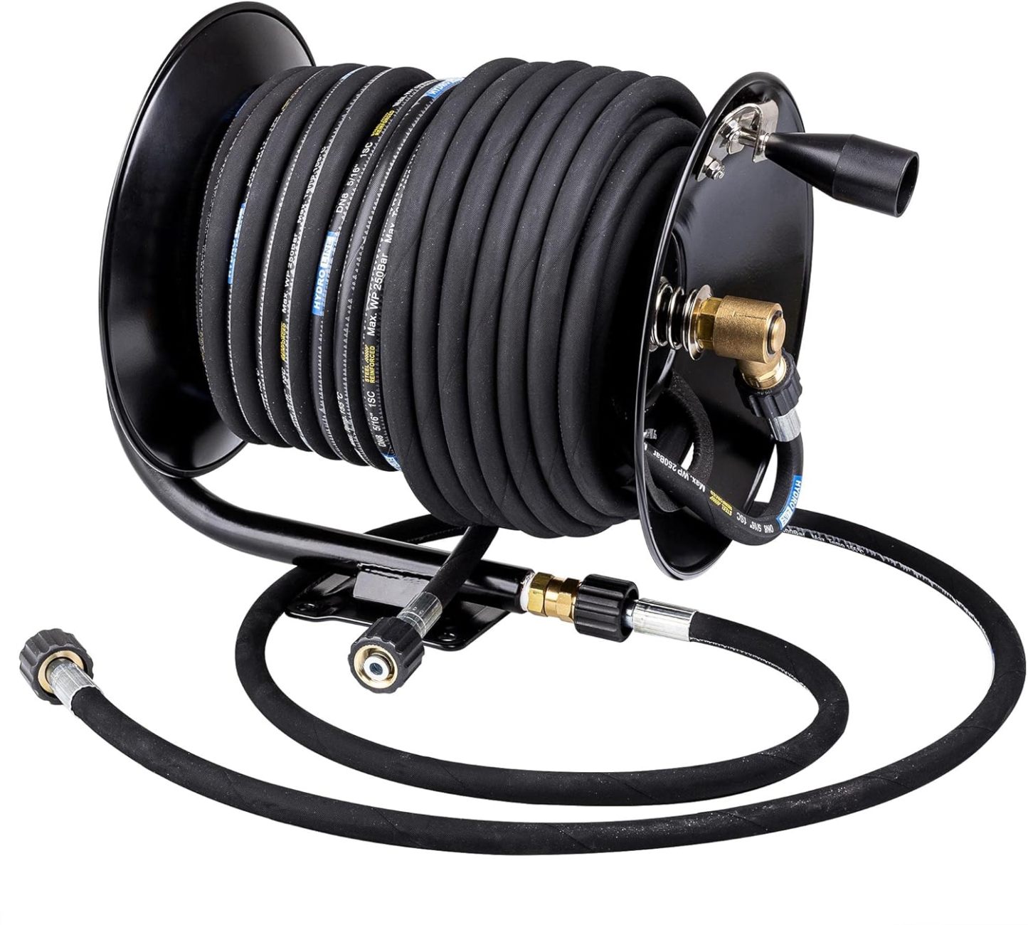 Techkar Enrouleur de Tuyau r Haute Pression - Avec Tuyau DN8 - Diamctre 8 mm - 30 m - Kit d'ensemble - Tresse en Acier - Compatible avec Karcher et Krenzle - Fil M22x1,5-Daviakanest