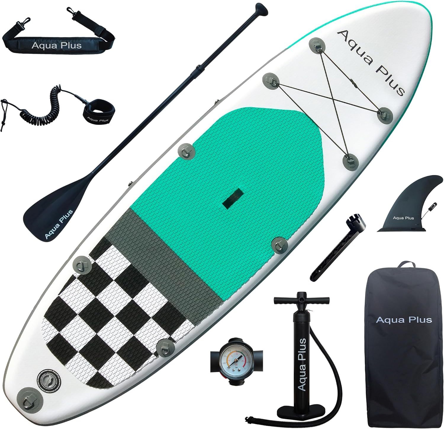 Aqua Plus Sup Gonflable de 15 cm d'épaisseur pour Tous Les Niveau x de compétence Planche à pagaie Debout, pagaie, Pompe, Sac à Dos de Voyage ISUP, Laisse, bandoulière, Jeune, Adulte-Daviakanest