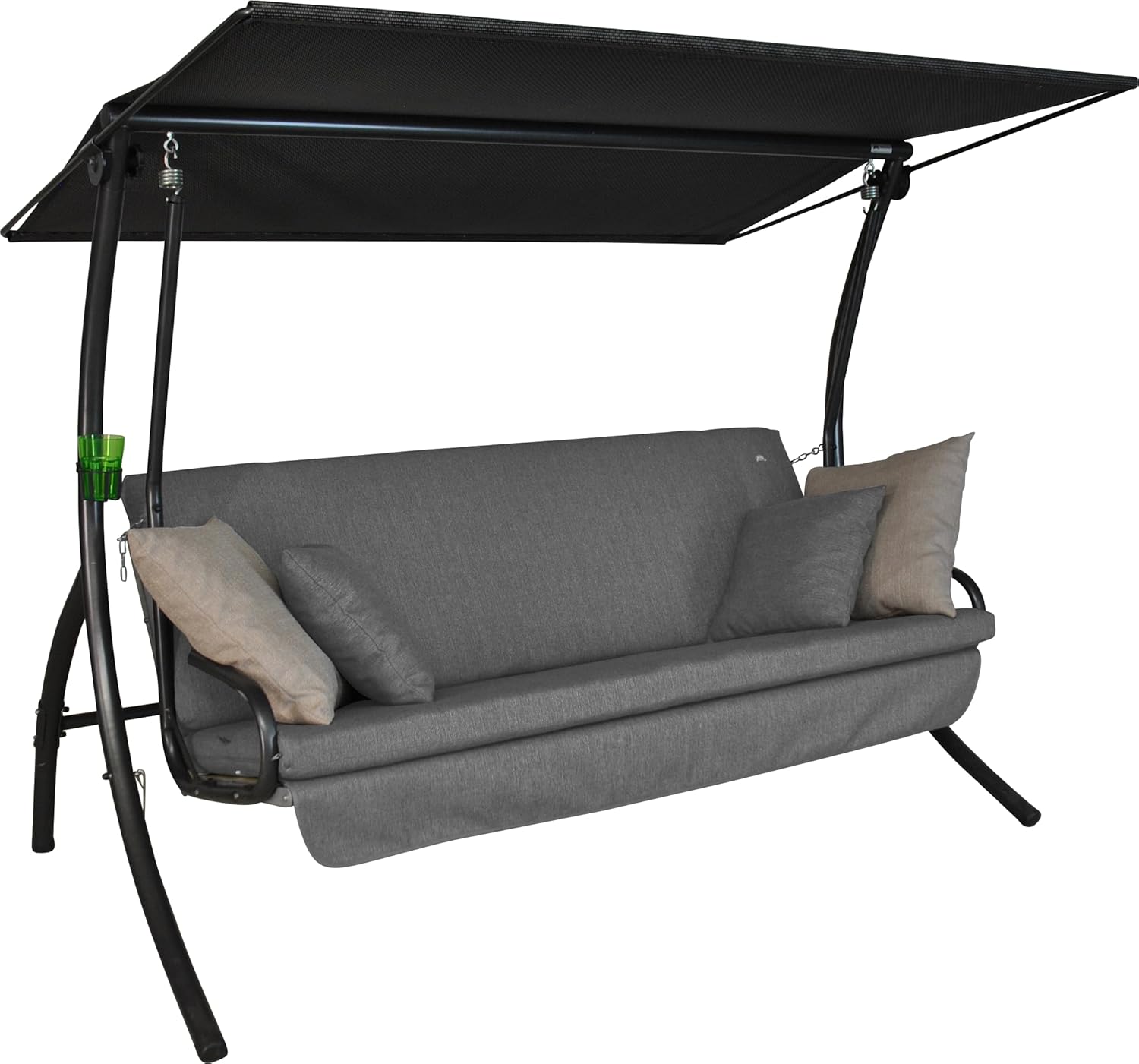 ANGERER Balancelle de Jardin Drift Smart, 3 Places, Acier Galvanisé, Convertible en Lit, avec Auvent Réglable, Textilène, 210 x 145 x 160 cm, Fabriquée en Allemagne Gris Clair-Daviakanest