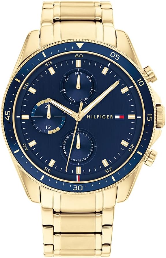 Tommy Hilfiger Montre Analogique Multifunction à Quartz pour Homme avec Bracelet en Acier Inoxydable et en Piel-Daviakanest