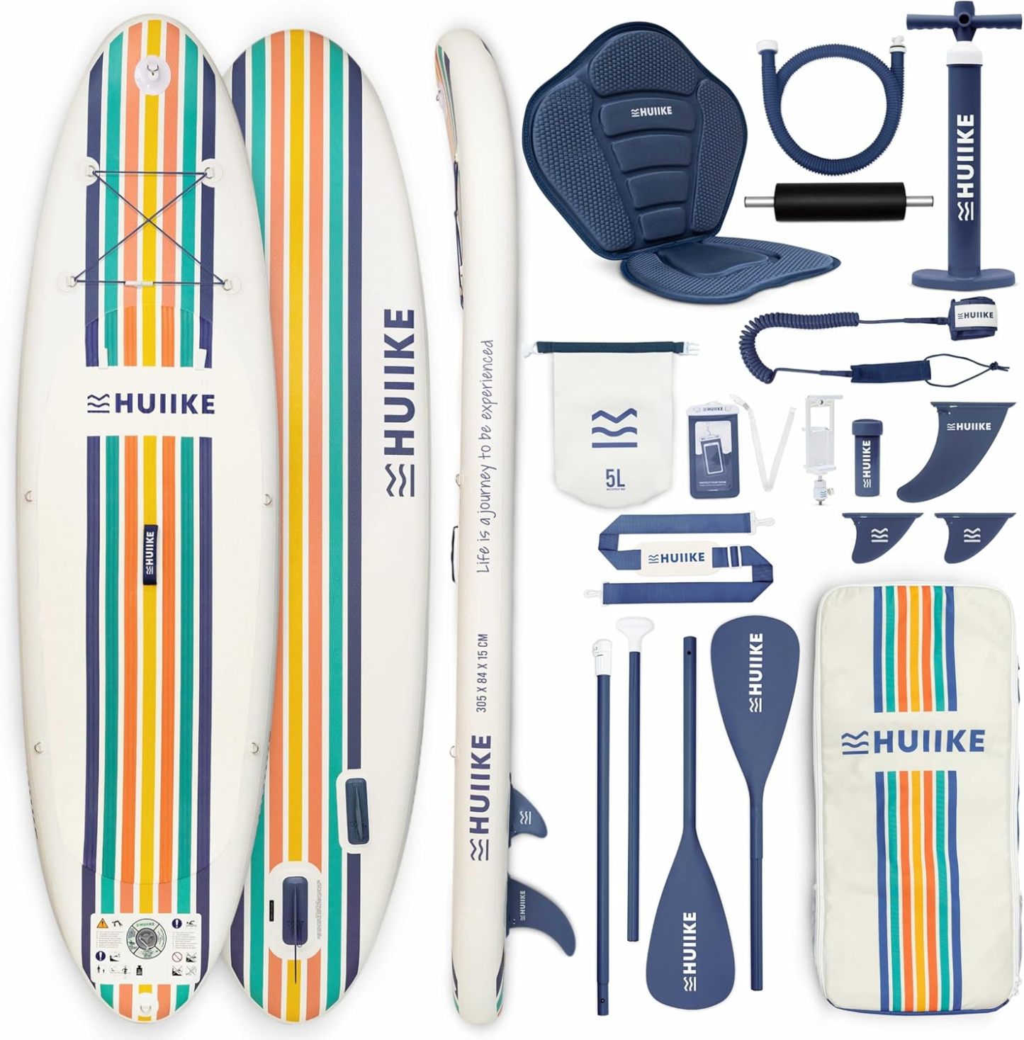 HUIIKE Paddle Gonflable Adulte avec Accessoires Inclus, Pagaie, Ailerons, Pompe. Planche de Stand Up Paddle Grande Stabilité et Résistance. 305 x 84 x 15 cm, Jusqu'à 130 kg-Daviakanest