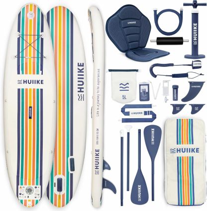 HUIIKE Paddle Gonflable Adulte avec Accessoires Inclus, Pagaie, Ailerons, Pompe. Planche de Stand Up Paddle Grande Stabilité et Résistance. 305 x 84 x 15 cm, Jusqu'à 130 kg-Daviakanest