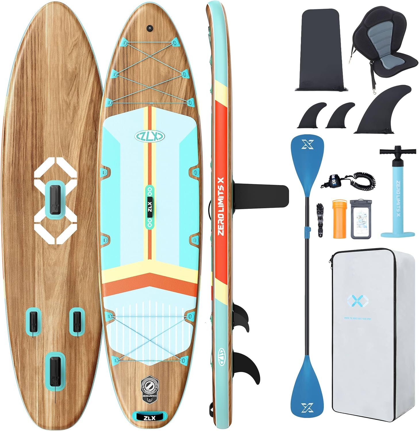 ZLX Paddle Gonflable Adulte 2 place Stand up Paddle Gonflable avec Accessoires,350cm Sup Board pour Les Adolescents et Les Adultes de Tous Les Niveaux de Compétence, Kayak/Bateau avec Siège-Daviakanest
