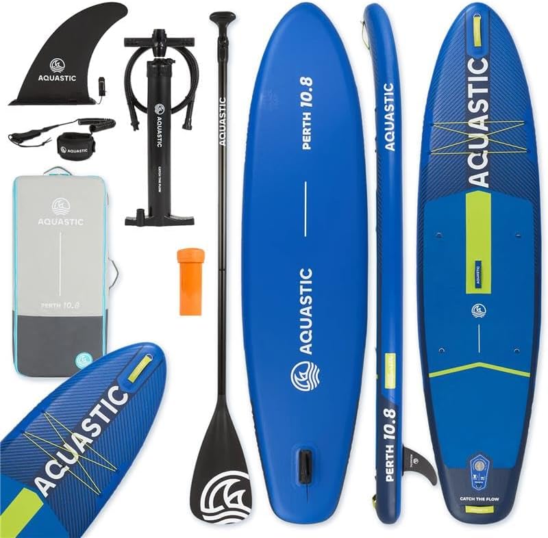 AQUASTIC Paddleboard Perth 10'8" - Kit Sup avec Sac à Dos de 42 x 23 x 92 cm, 3 poignées, siège de Kayak, Mousse EVA 3 mm, Ballast 9", Leash de 300 cm et kit de réparation-Daviakanest