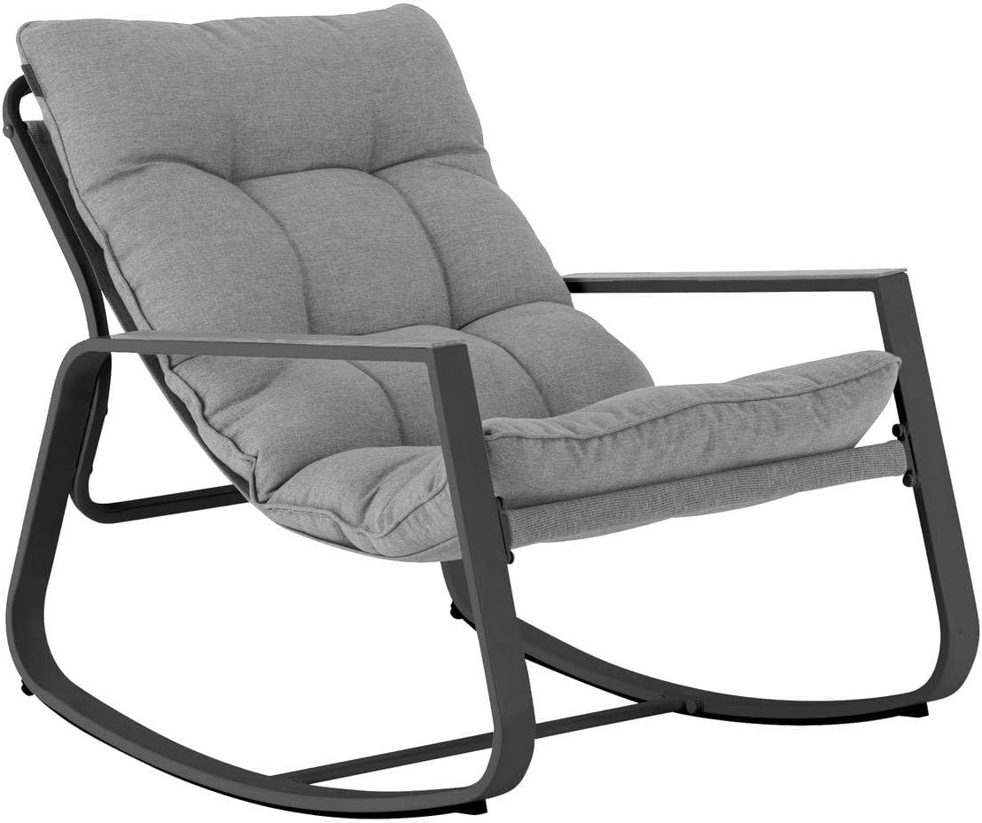 Hespéride - Fauteuil à Bascule Felinio Gris, 73 x 79,5 x 104 cm, Acier Anti Rouille, Résistant UV - pour Jardin, Terrasse, Rocking Chair-Daviakanest
