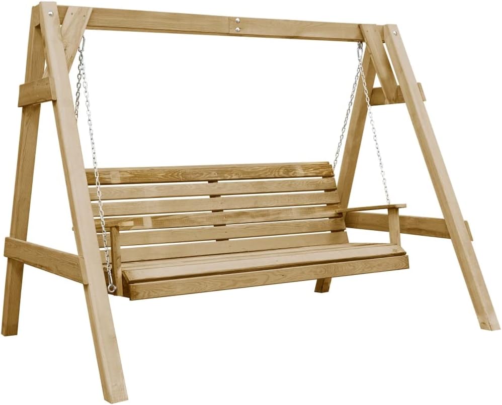vidaXL Balancelle de Jardin, Bâche de Balancelle, Aire de Jeux Patio Terrasse Arrière-Cour Extérieur, Bois de Pin Imprégné 205x150x157 cm-Daviakanest
