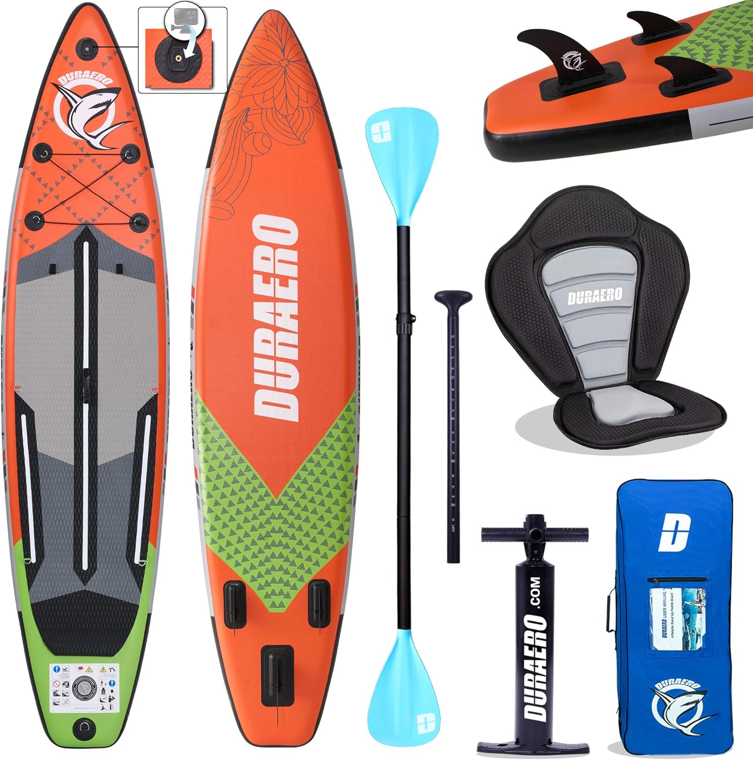 Ensemble de Sup Board Gonflable Stand Up Paddle Board Premium Surfboard avec siège de Kayak, Support de caméra, 330x76x15 cm, 305x76x15 cm, jusqu'à 150kg, jusqu'à 130kg-Daviakanest