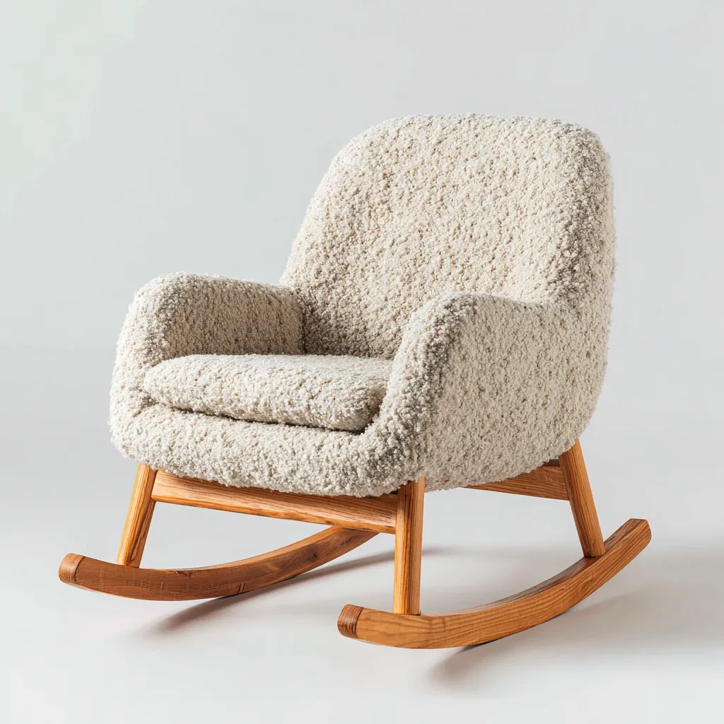 Fauteuil à bascule rembourré tissu 78x92x96 cm - Beige - Usage intérieur - Design scandinave-Daviakanest
