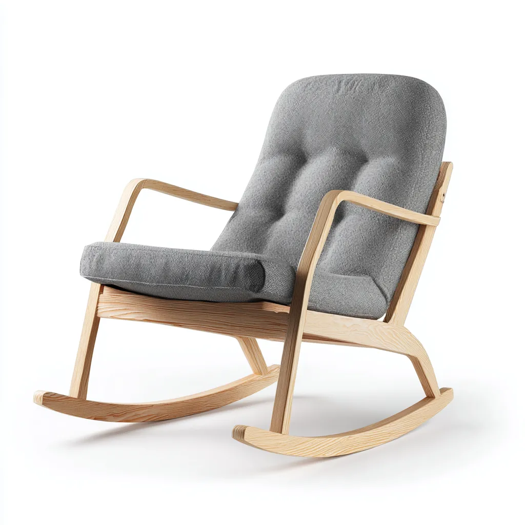 Fauteuil à bascule en bois et tissu 75x85x95 cm - gris clair - style nordique-Daviakanest