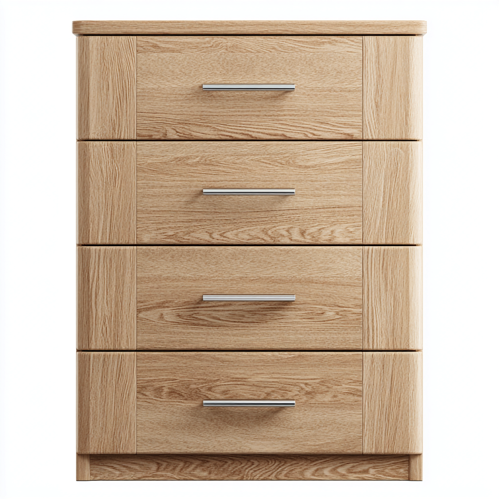 Commode en bois 80x45x110 cm - brun - rangement avec 4 tiroirs-Daviakanest