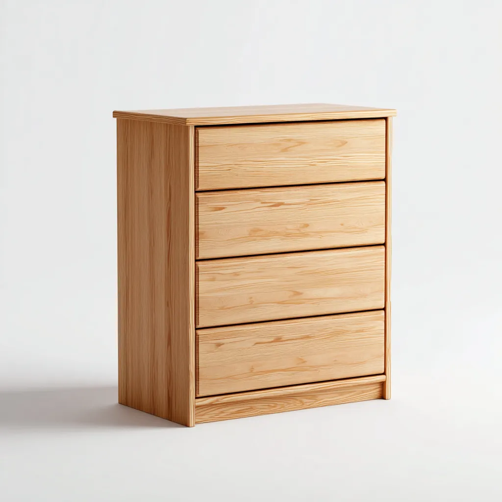 Commode en bois massif 80x40x95 cm - bois naturel - design épuré pour chambre ou salon-Daviakanest