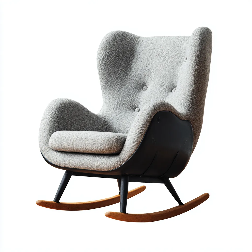 Fauteuil à bascule tissu bois 75x85x105 cm - gris-bois - design scandinave-Daviakanest