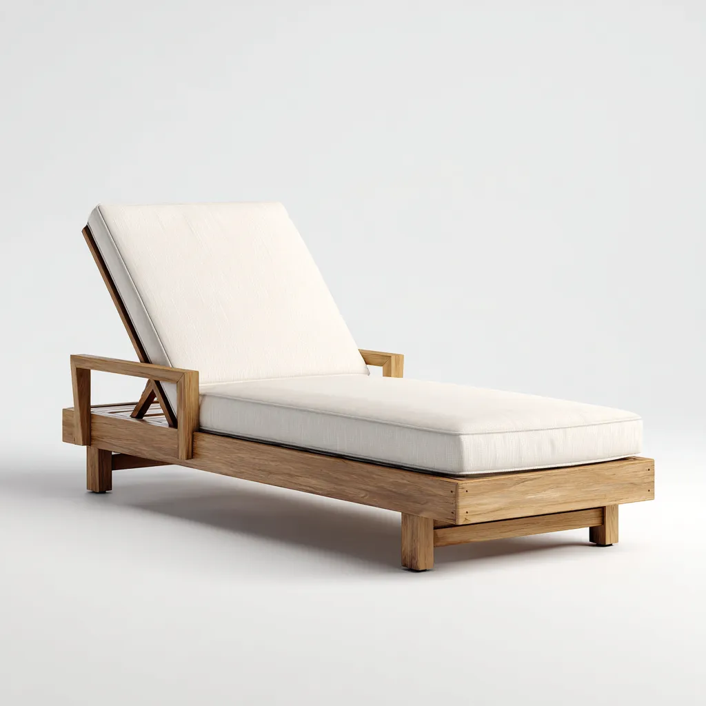 Bain de soleil en bois 200x70x35 cm - brun-blanc - dossier réglable - style naturel-Daviakanest