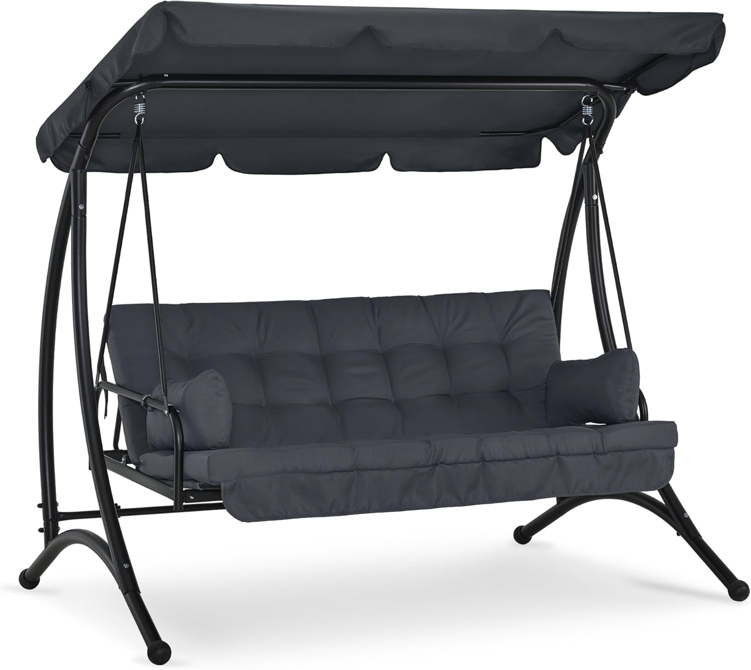 M MCombo balancelle Hollywood 3 Places avec Fonction de lit, avec Coussin d'assise Extra épais et Toit Solaire, balançoire de Jardin pouvant Supporter jusqu'à 300 kg, 202x125x173 cm 4095 Gris-Daviakanest