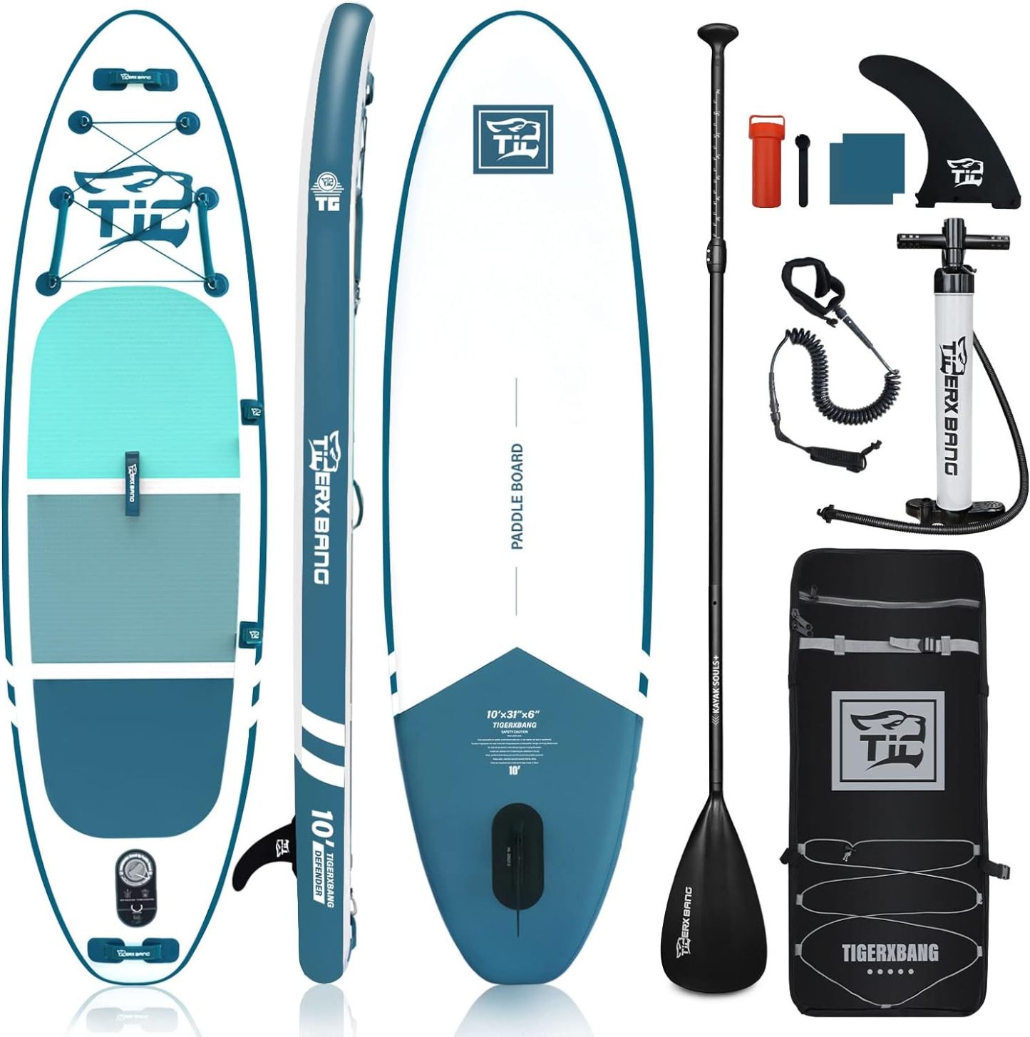 TIGERXBANG Paddle Gonflable 305x80x15 cm - Planche de Stand Up Paddle Sup avec Accessoires de Haute Qualité - Planche Polyvalente pour Adultes/Enfants - Collection Defender-Daviakanest