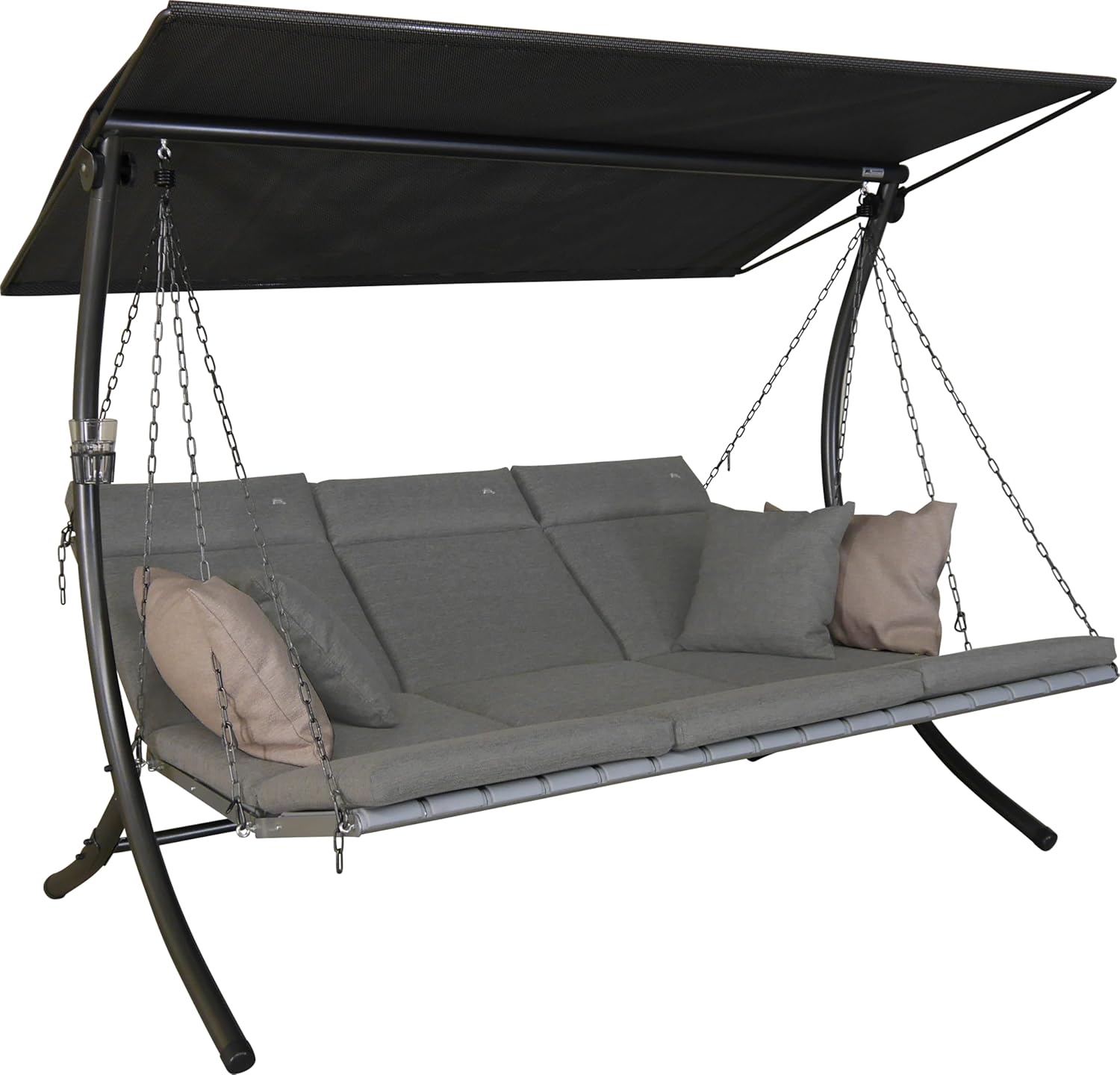 Angerer Balancelle Deluxe, Balancelle de Jardin 3 Places, Acier Galvanisé avec Toit en Textilène, Coussins Lavables, Position Réglable, Fabriqué en Allemagne Gris Clair-Daviakanest