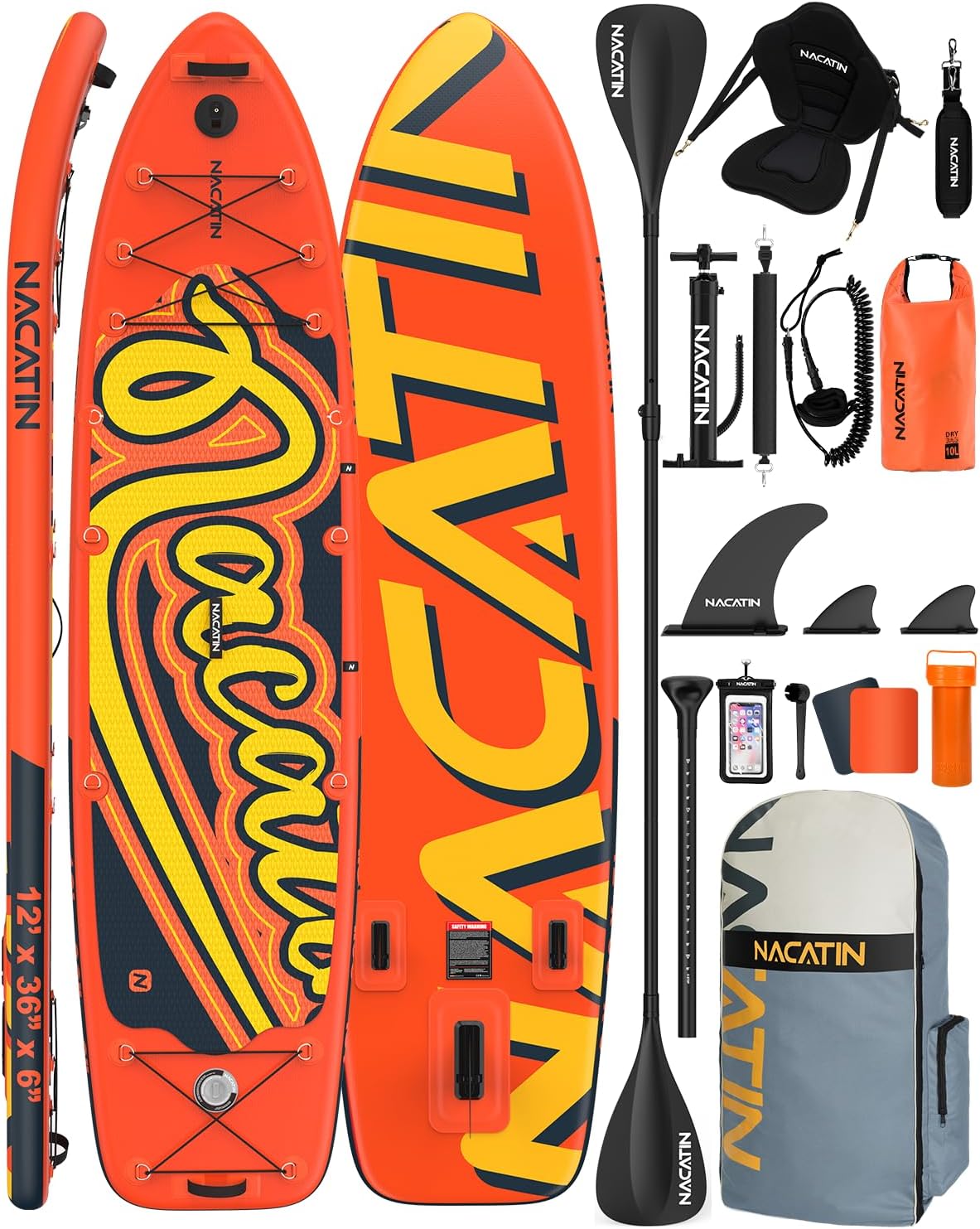 Planche de paddle familiale gonflable de 30,5 cm avec kit de conversion en kayak, kit complet de paddle pour adultes, avec pagaie simple/double, siège de kayak et autres accessoires-Daviakanest