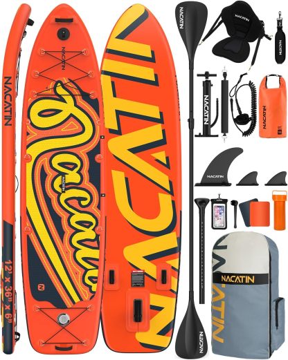 Planche de paddle familiale gonflable de 30,5 cm avec kit de conversion en kayak, kit complet de paddle pour adultes, avec pagaie simple/double, siège de kayak et autres accessoires-Daviakanest