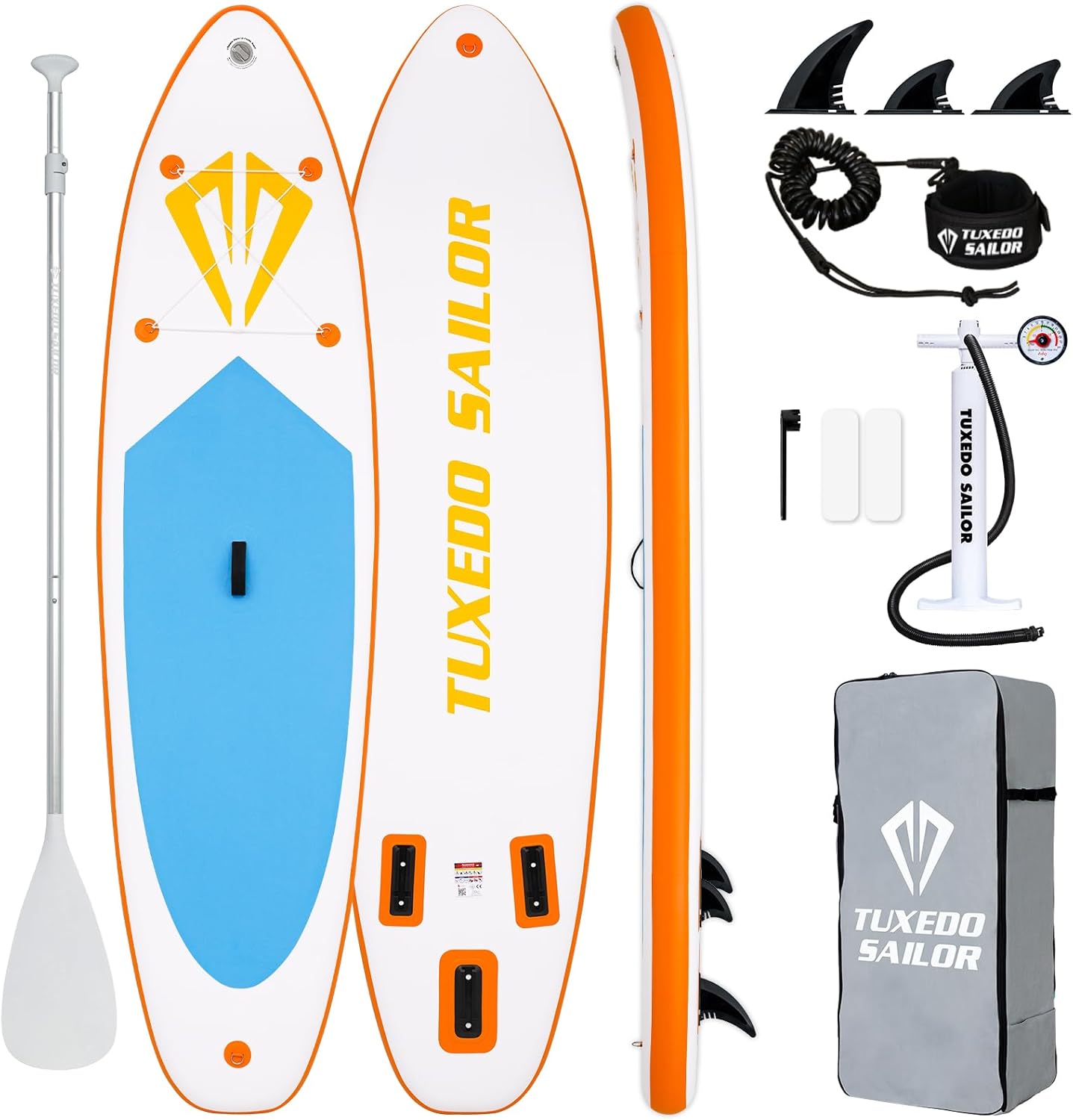 Tuxedo Sailor Paddle Gonflable Adulte, Planche de Stand Up Paddle Gonflable Sup Paddle Board Gonflable Planche à Pagaie Gonflable avec Accessoires Complets-Daviakanest