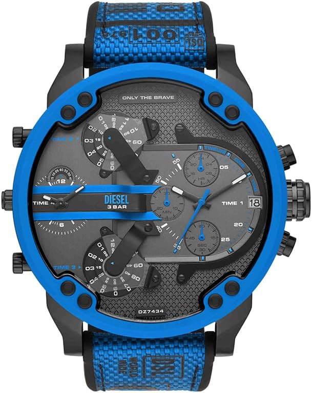 Diesel Montre, Mr. Daddy pour Homme, Mouvement Multifonctionnel à Quartz avec Bracelet en Cuir, synthétique ou Silicone-Daviakanest