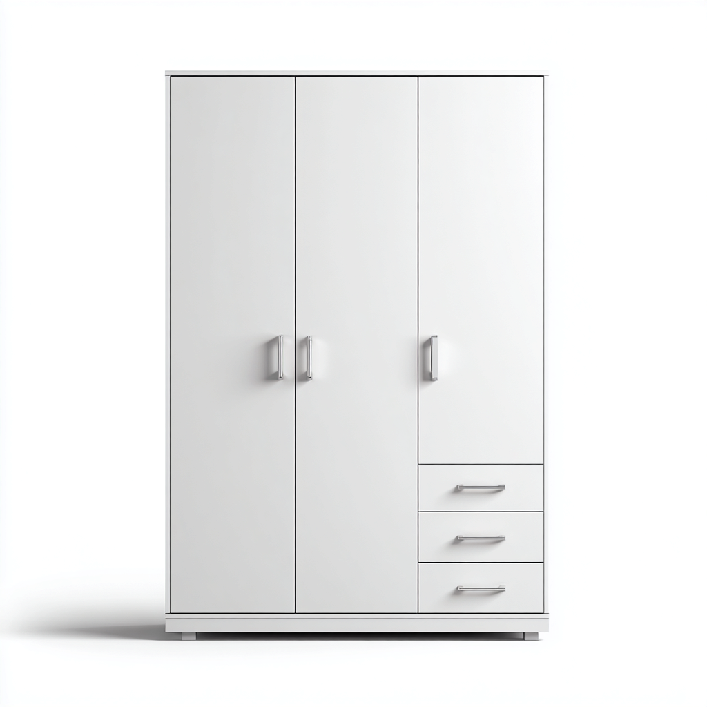Armoire 3 portes avec tiroirs 135x56x198 cm - blanc - design moderne-Pacormadecor