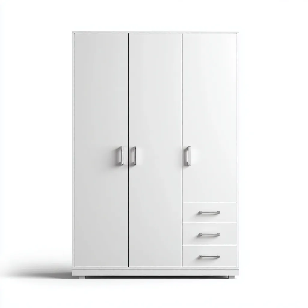 Armoire 3 portes avec tiroirs 135x56x198 cm - blanc - design moderne-Pacormadecor
