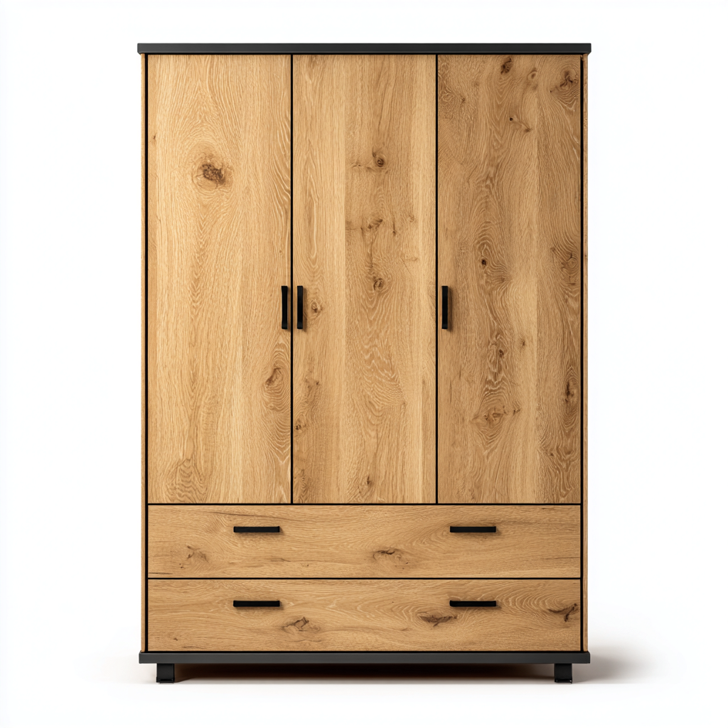 Armoire 3 portes avec 2 tiroirs 120x55x190 cm - bois - style moderne-Pacormadecor