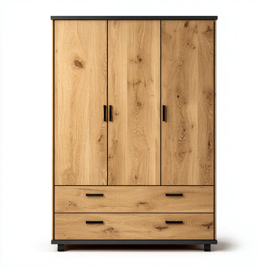 Armoire 3 portes avec 2 tiroirs 120x55x190 cm - bois - style moderne-Pacormadecor