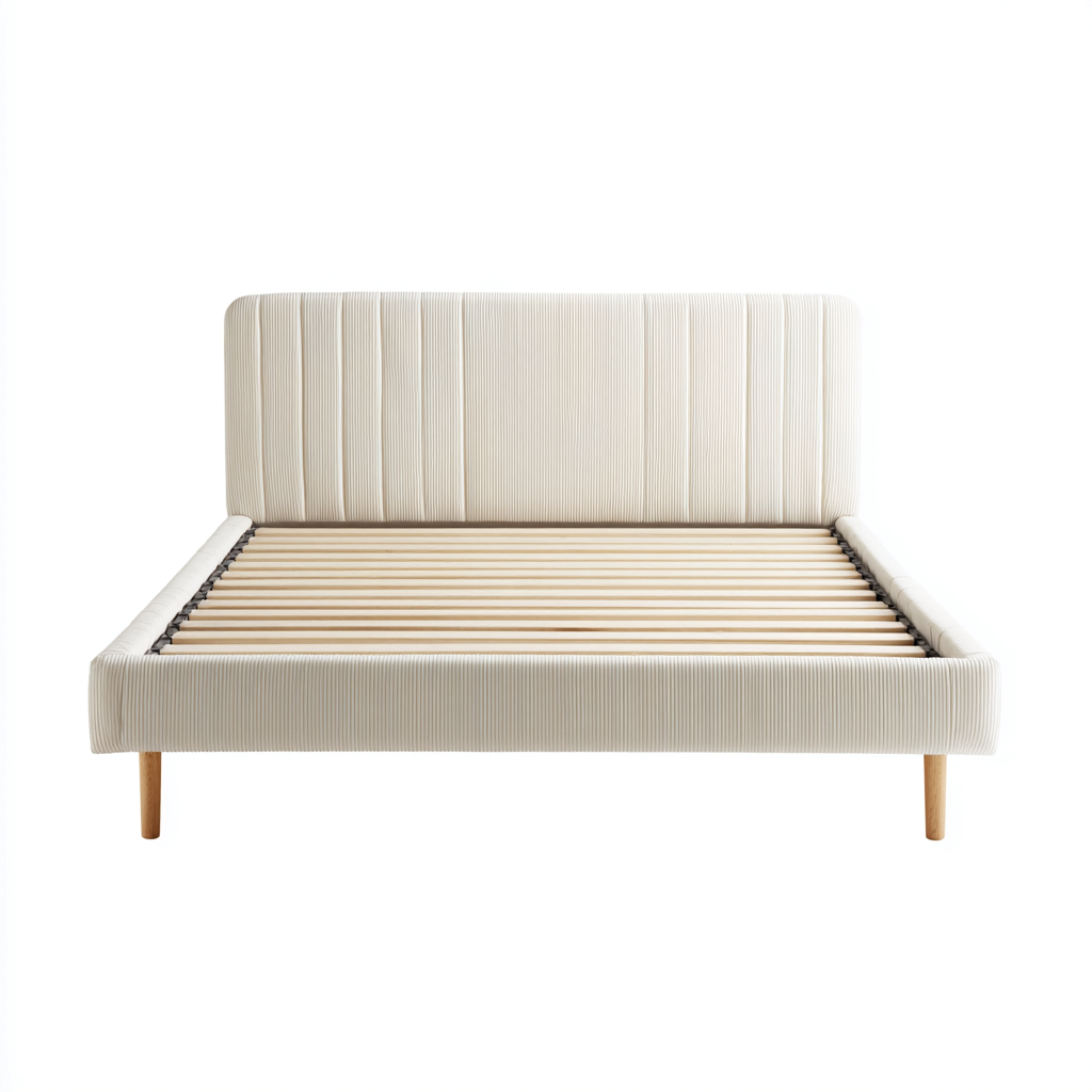 Lit double rembourré tissu clair 200x160x100 cm - sommier à lattes - design contemporain-Pacormadecor