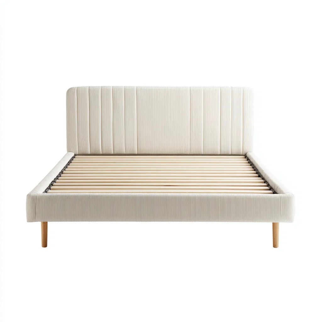 Lit double rembourré tissu clair 200x160x100 cm - sommier à lattes - design contemporain-Pacormadecor