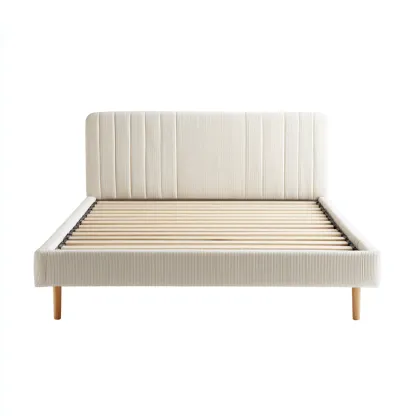 Lit double rembourré tissu clair 200x160x100 cm - sommier à lattes - design contemporain-Pacormadecor