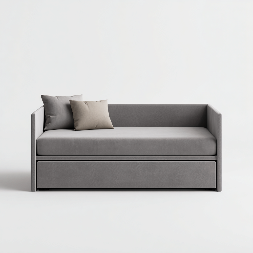 Canapé lit 200x90x85 cm - tissu gris - avec rangement - style moderne-Pacormadecor