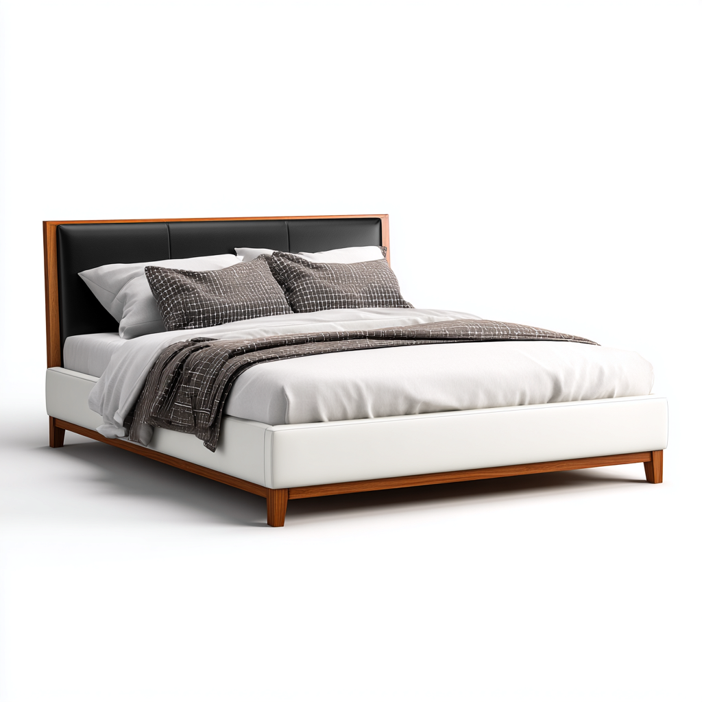 Lit double en bois et similicuir 200x160x95 cm - blanc - style contemporain-Pacormadecor