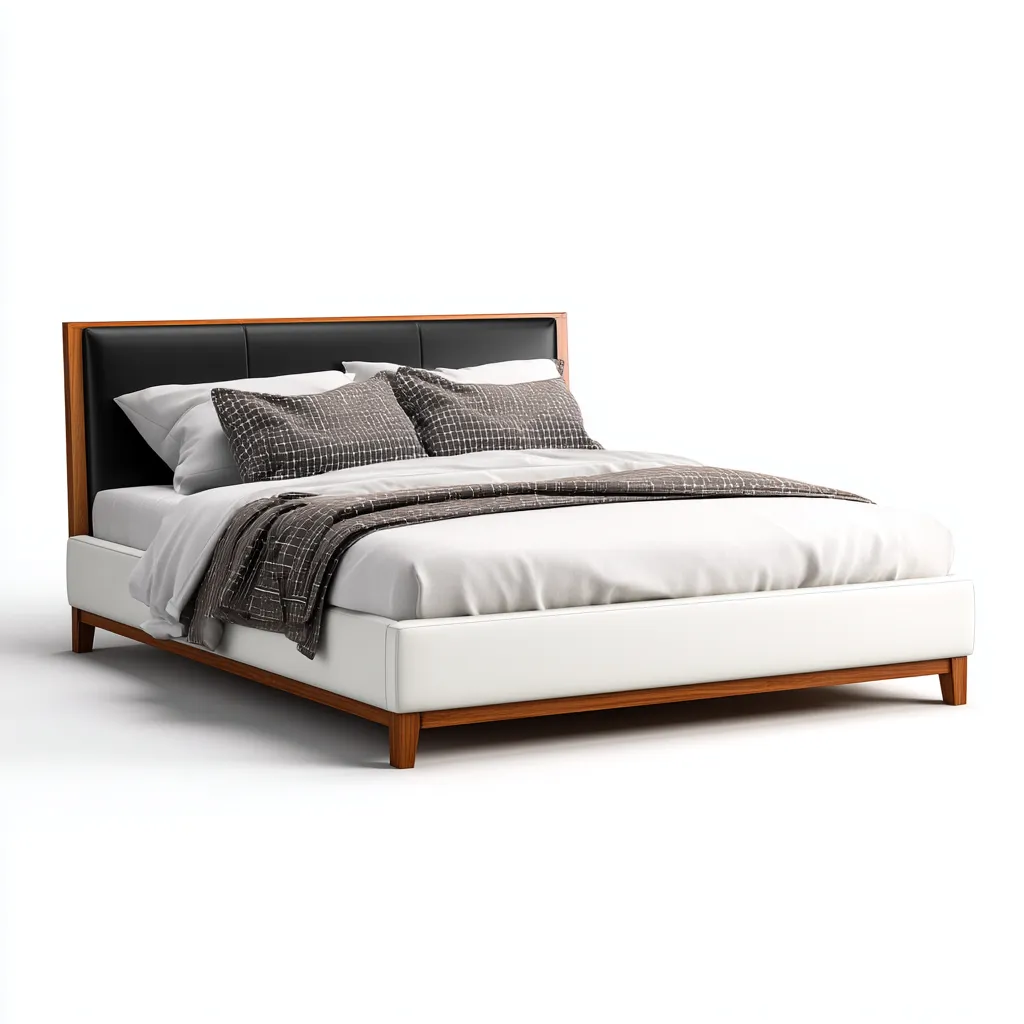 Lit double en bois et similicuir 200x160x95 cm - blanc - style contemporain-Pacormadecor