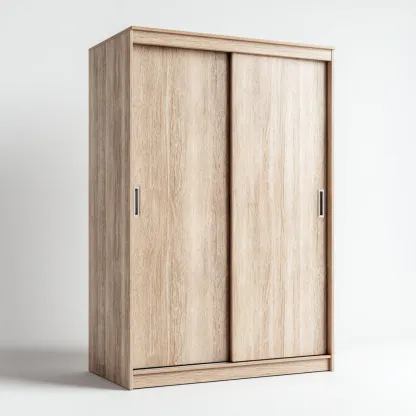 Armoire à portes coulissantes finition bois clair 120x60x200 cm - rangement intérieur - design contemporain-Pacormadecor