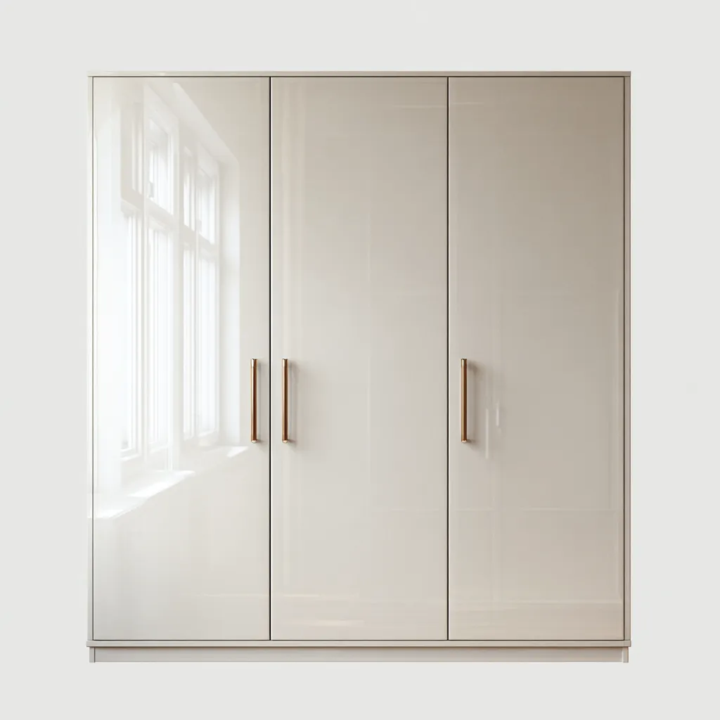 Armoire 3 portes finition brillante 180x60x200 cm - blanc-doré - design contemporain pour chambre-Pacormadecor
