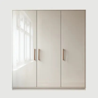 Armoire 3 portes finition brillante 180x60x200 cm - blanc-doré - design contemporain pour chambre-Pacormadecor