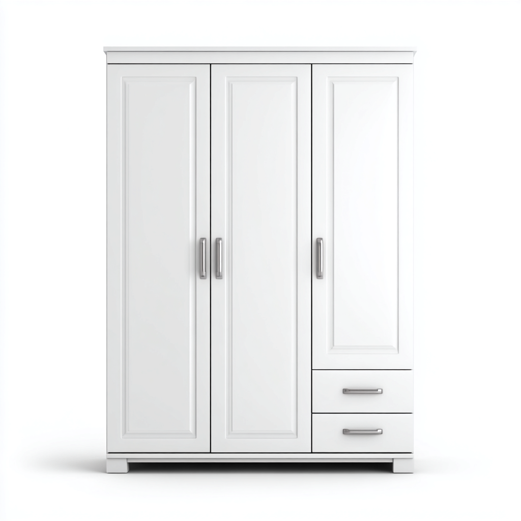 Armoire 3 portes en MDF finition blanche 135x55x190 cm - Blanc - Usage intérieur - Style classique-Pacormadecor