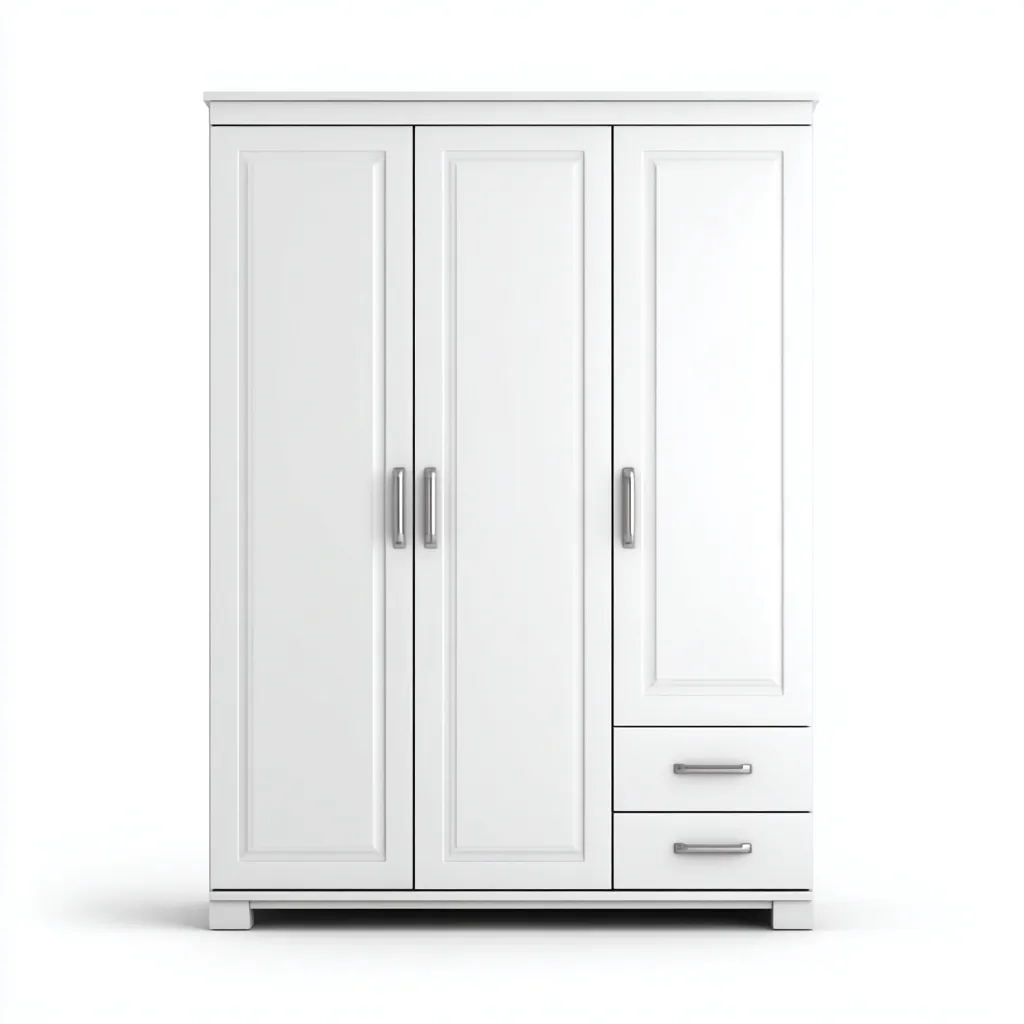 Armoire 3 portes en MDF finition blanche 135x55x190 cm - Blanc - Usage intérieur - Style classique-Pacormadecor