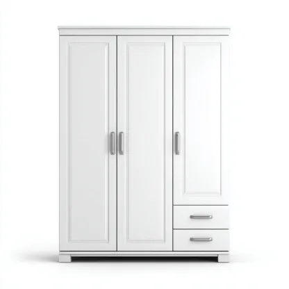 Armoire 3 portes en MDF finition blanche 135x55x190 cm - Blanc - Usage intérieur - Style classique-Pacormadecor