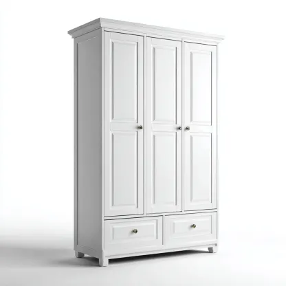 Armoire 3 portes avec tiroirs 150x58x200 cm - blanc - style classique-Pacormadecor
